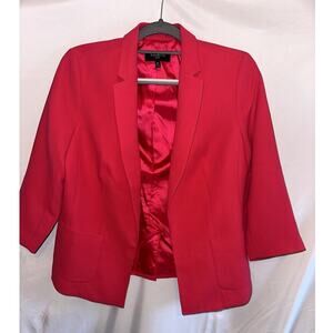 Talbots Womens size 10P Hot Pink lined polyester Blazer 3/4 Sleeve Pockets